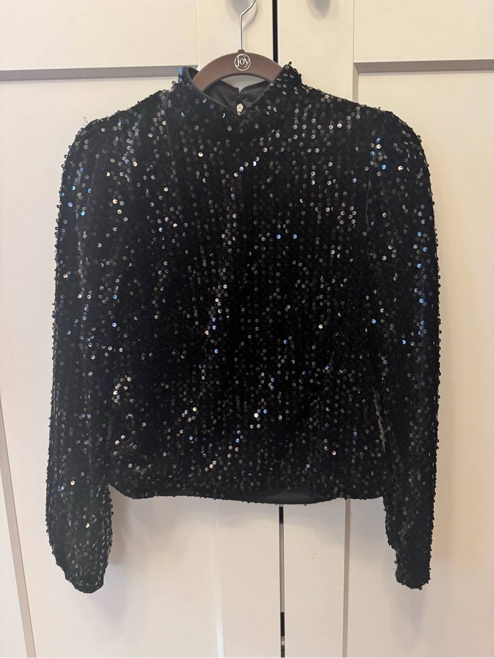 Sanctuary Black Sequin Long-Sleeve Mock Neck Top